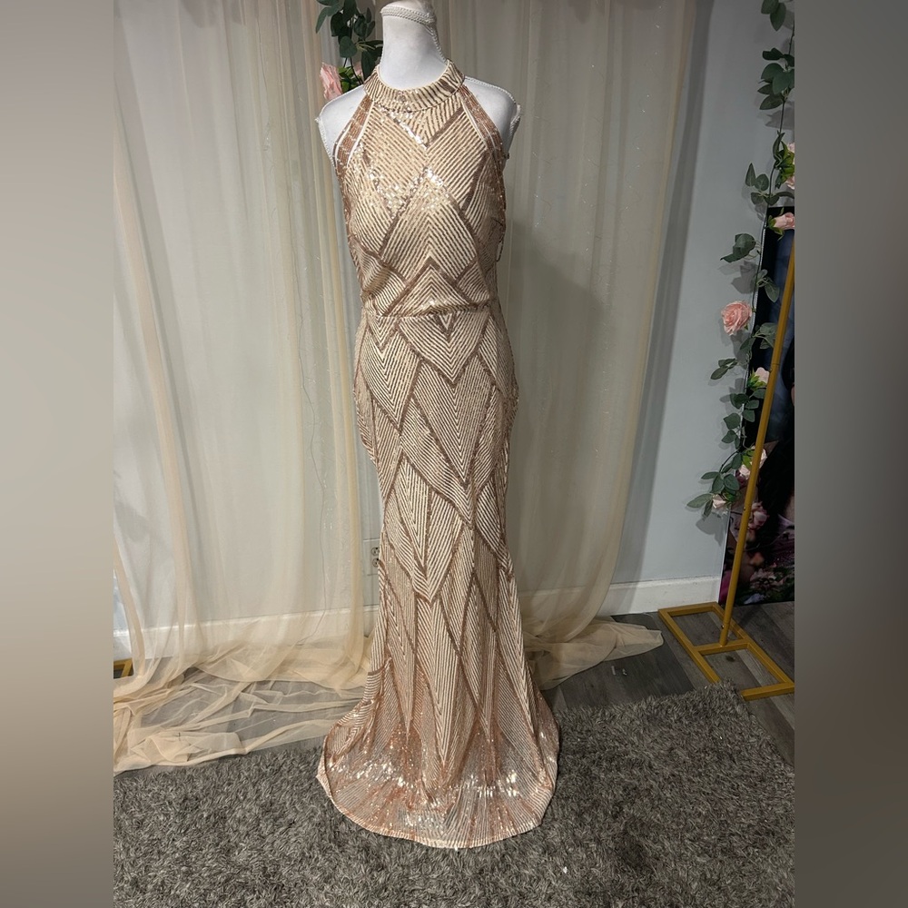 Glamorous Halter Sequin Prom Dress